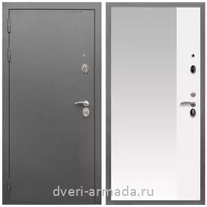 Входные двери с тремя петлями, Дверь входная Армада Оптима Антик серебро / МДФ 16 мм ФЛЗ  Панорама-1 Белый матовый