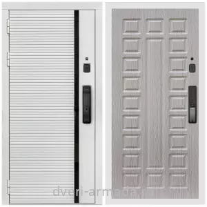 Входные двери 2050 мм, Умная входная смарт-дверь Армада Каскад WHITE МДФ 10 мм Kaadas K9 / МДФ 16 мм ФЛ-183 Сандал белый