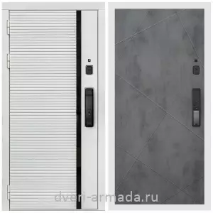Двери оптом, Металлическая умная входная смарт-дверь Армада Каскад WHITE МДФ 10 мм Kaadas K9 / МДФ 10 мм ФЛ-291 Бетон темный