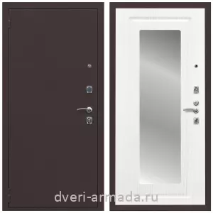 С зеркалом и шумоизоляцией, Дверь входная Армада Комфорт Антик медь / МДФ 16 мм ФЛЗ-120 Ясень белый