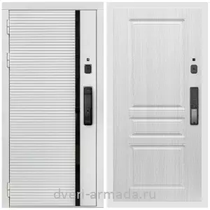 Двери оптом, Металлическая умная входная смарт-дверь Армада Каскад WHITE МДФ 10 мм Kaadas K9 / МДФ 16 мм ФЛ-243 Дуб белёный