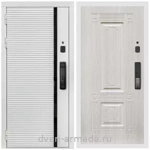 Двери оптом, Металлическая умная входная смарт-дверь Армада Каскад WHITE МДФ 10 мм Kaadas K9 / МДФ 16 мм ФЛ-2 Дуб белёный