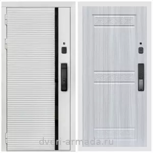 Двери оптом, Металлическая умная входная смарт-дверь Армада Каскад WHITE МДФ 10 мм Kaadas K9 / МДФ 10 мм ФЛ-242 Сандал белый
