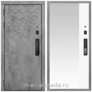 Двери МДФ для квартиры, Дверь входная Армада Квадро МДФ 16 мм Kaadas K9 / МДФ 16 мм ФЛЗ Панорама-1 Белый матовый