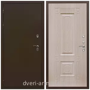 Входные двери с тремя петлями, Дверь входная уличная в дом Армада Термо Молоток коричневый/ МДФ 6 мм ФЛ-2 Дуб белёный для дачи на заказ двухконтурная