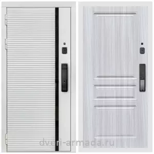 Входные двери 2050 мм, Умная входная смарт-дверь Армада Каскад WHITE МДФ 10 мм Kaadas K9 / МДФ 16 мм ФЛ-243 Сандал белый