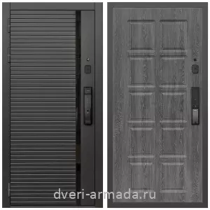 Двери оптом, Металлическая умная входная смарт-дверь Армада Каскад BLACK МДФ 10 мм Kaadas K9 / МДФ 10 мм ФЛ-38 Дуб Филадельфия графит