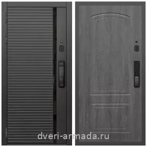 Двери оптом, Металлическая умная входная смарт-дверь Армада Каскад BLACK МДФ 10 мм Kaadas K9 / МДФ 6 мм ФЛ-138 Дуб Филадельфия графит