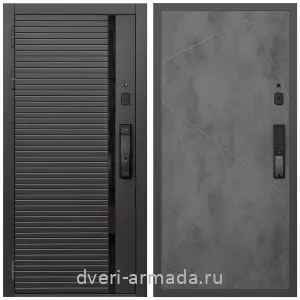 Двери оптом, Металлическая умная входная смарт-дверь Армада Каскад BLACK МДФ 10 мм Kaadas K9 / МДФ 10 мм ФЛ-291 Бетон темный