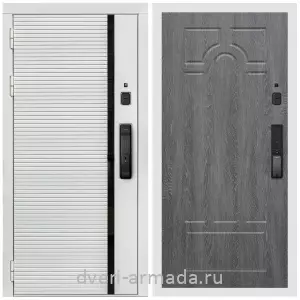 Двери оптом, Металлическая умная входная смарт-дверь Армада Каскад WHITE МДФ 10 мм Kaadas K9 / МДФ 6 мм ФЛ-58 Дуб Филадельфия графит