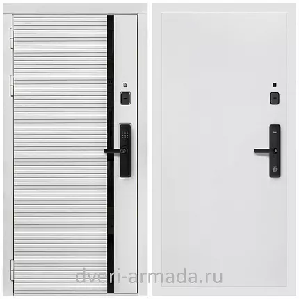 Умная входная смарт-дверь Армада Каскад WHITE МДФ 10 мм Kaadas S500 / МДФ 10 мм Гладкая Белый матовый