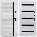Дверь входная Армада Каскад WHITE МДФ 10 мм / МДФ 16 мм СБ-14 Сандал белый стекло черное